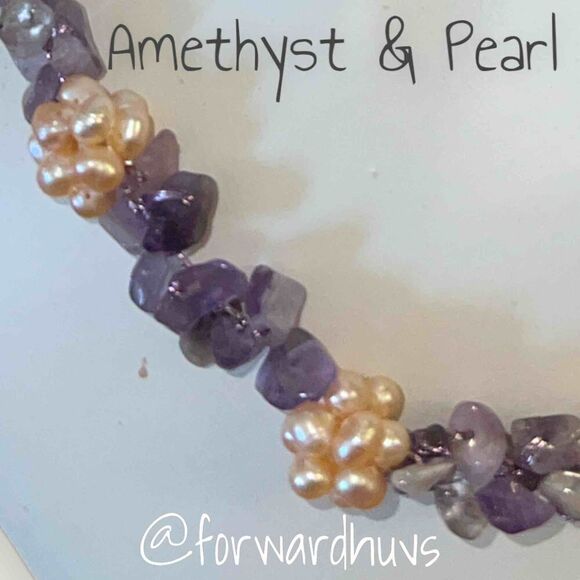 Amethyst Chip and Pearl Necklace - Picture 3 of 8